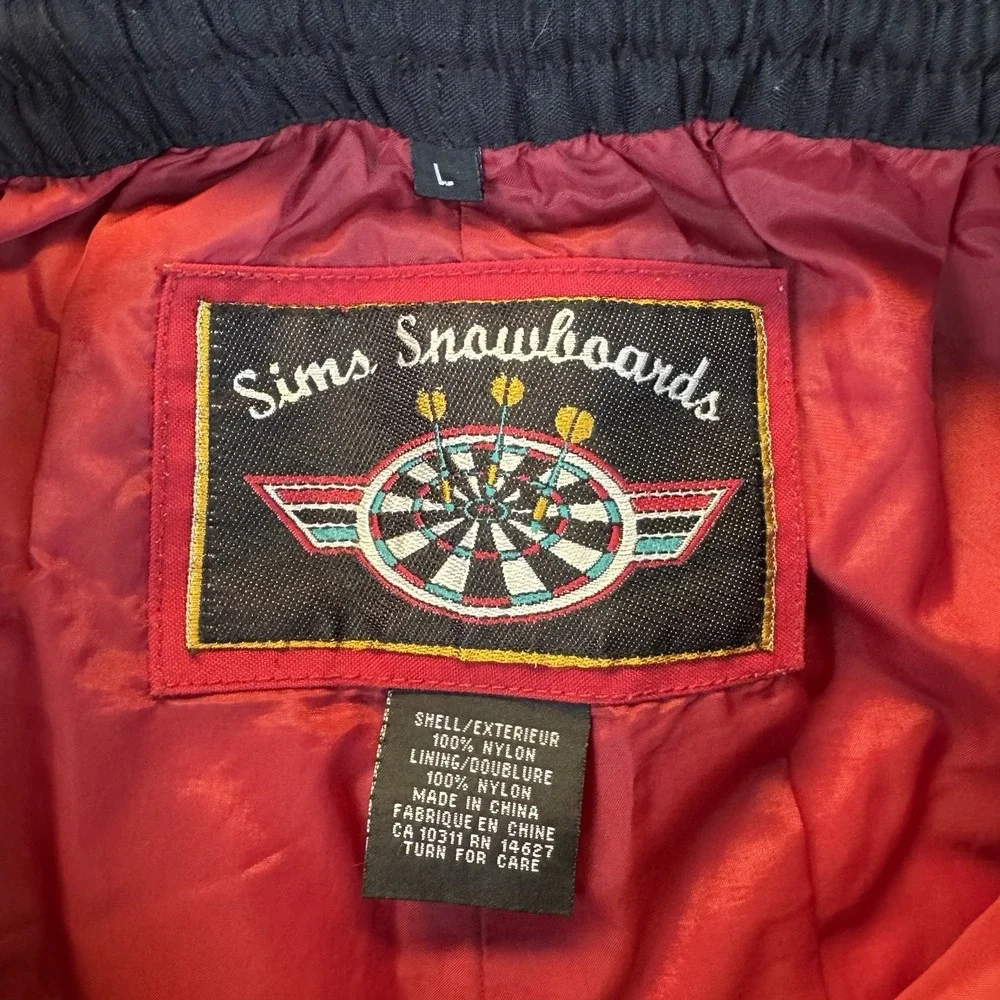 Vintage Sims Men's Snowboard Ski Black Pants Size‎ Large Lined Nylon